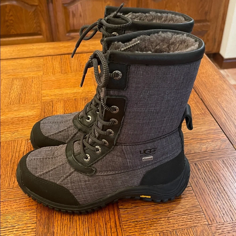 UGG Adirondack Charcoal Boots with Plush Fur Collar size 7 - Picture 4 of 10